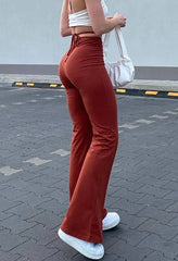 Lace Up Stretch Flare Leg Pants