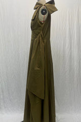 Casual Solid Patchwork Slit Oblique Collar Long Dresses
