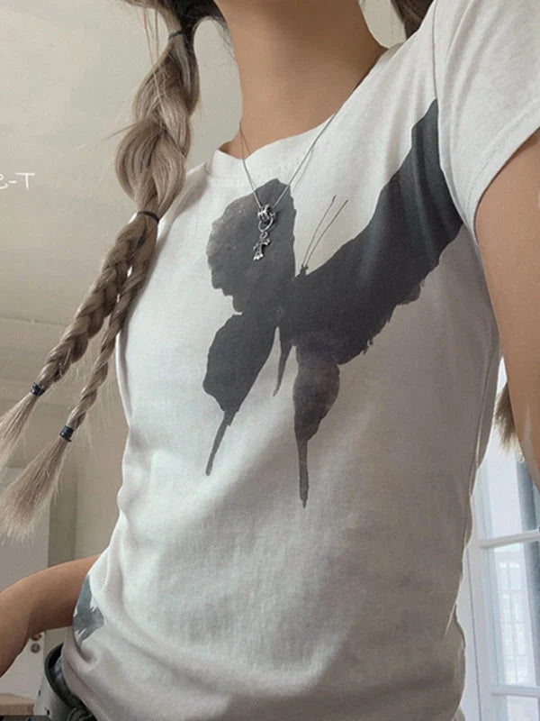 Short Sleeve Butterfly Graphic Tee
