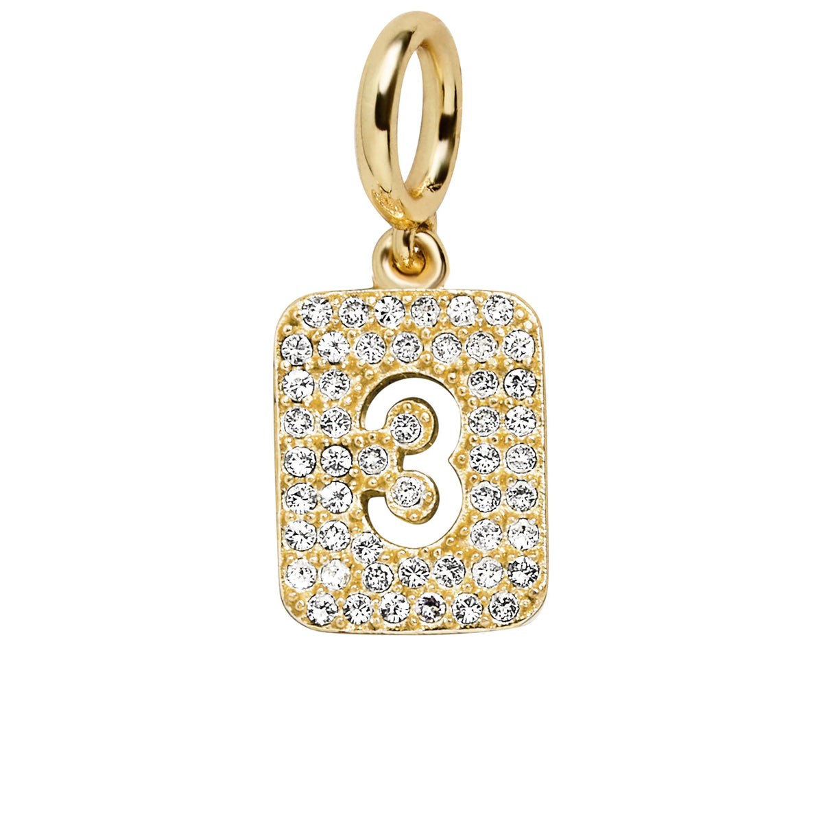Block Pavé Number Cluster Charm - 3