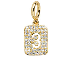 Block Pavé Number Cluster Charm - 3