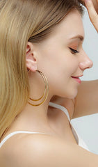 Geometric Large Circle Double Earrings
