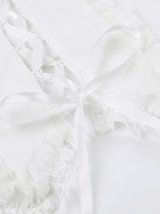 Lace Trim Tie Strap Crop Cami Top
