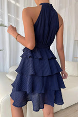 Casual Solid Patchwork Halter Cake Skirt Dresses