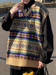 Men'S Vintage Jacquard Sweater Vest
