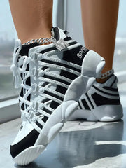 Lace-Up Striped Sneakers