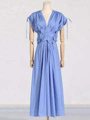 Elegant Patchwork V-Neck Fashion Dress