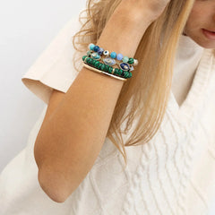 Bright Eye Semi-Precious Bracelet - Gold/Blue