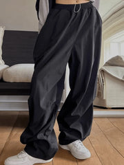 Zip Fly Wide Leg Parachute Pants