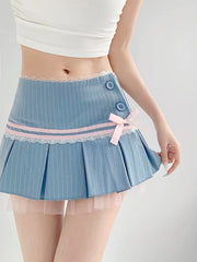 Girly Academia Pinstriped Mini Skirt