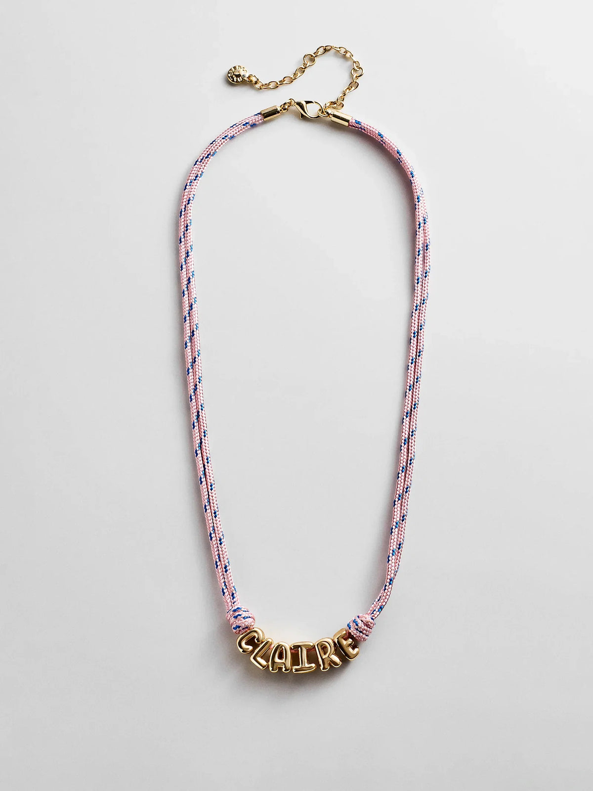 Bubble Letter Custom Paracord Necklace - Soft Pink