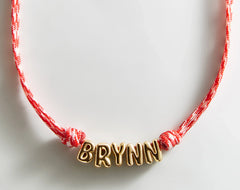 Bubble Letter Custom Paracord Necklace - Red/White