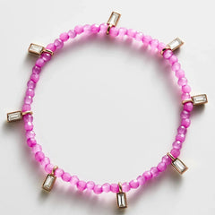 Crystal Beaded Bracelet - Magenta