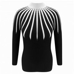 2021 Autumn Winter Basic Turtleneck Knitting Long Sleeve Sweaters Women'S Stripe Pullovers Fashion  Minimalist Cheap Tops