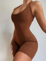 Racer Back Ribbed Knit Romper