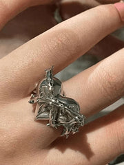 2Pcs Heart Decor Cuff Ring