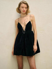 Elegant Velvet High Waist Mini Dress
