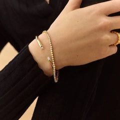 Clara Classic Bezel Cuff - Gold/Pavé