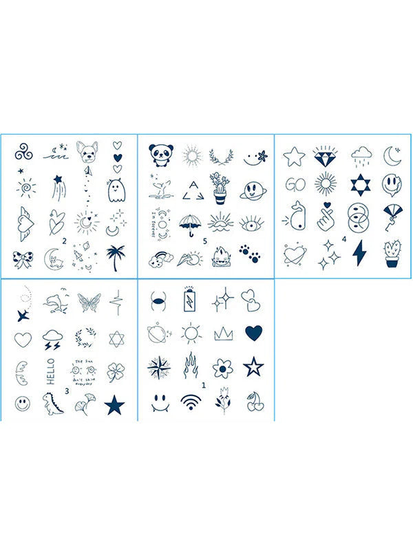 5Sheets Mixed Cute Pattern Tattoo Sticker