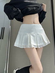 Lace Trim Soft Mini Skirt