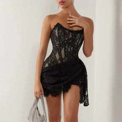 Strapless Lace Mini Dress