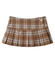 Brown Plaid Mini Skirt