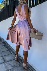 Celebrities Elegant Solid Solid Color V Neck Princess Dresses