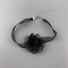 Aesthetic Black Camellia Choker