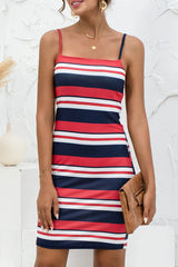 Fashion Striped Spaghetti Strap A Line Dresses