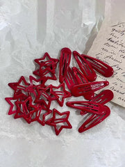 1Pc Red Star Pattern Hair Clip