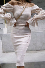 Fashion Casual Solid Split Joint Off The Shoulder Pencil Skirt Dresses