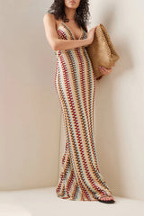 Sexy Colorblock Lace Up Backless Contrast V Neck One Step Skirt Dresses
