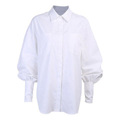 Bishop Sleeve Patch Pocket Shirt - White