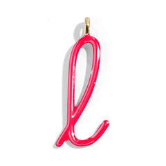 Custom Cherry Red Enamel Script Letter Charm - L