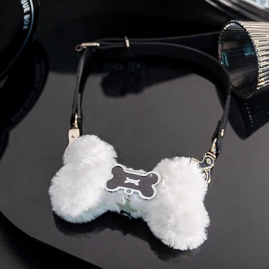 Fluffy Dog Bone Y2K Choker