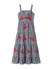 Printed Check Plaid Casual Maxi Dress