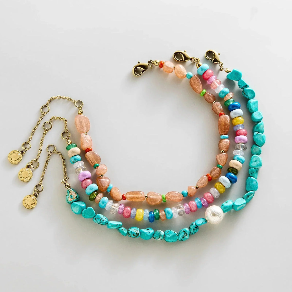 Brooke Semi-Precious Waterproof Anklet Set - Bright Multi