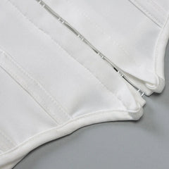 Curved Hem Lace Up Halter Crop Top - White