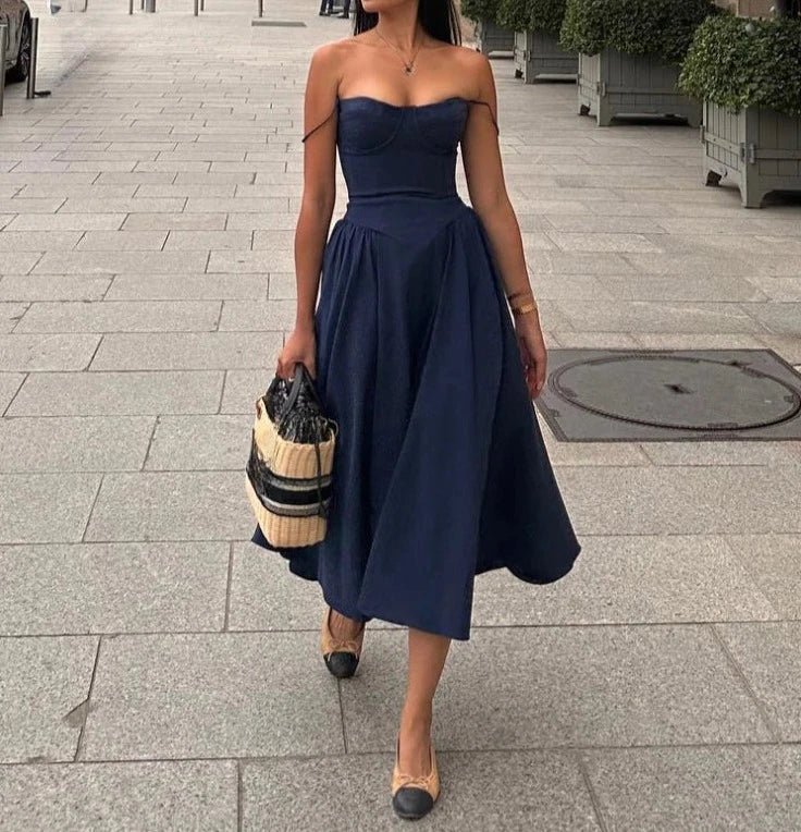 Spaghetti Strap Midi Slim A Line Party Dresses