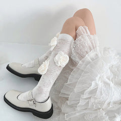 Fairy Core Camellia Texture Stockings