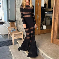 Chic Solid Hollow Out Maxi Dress