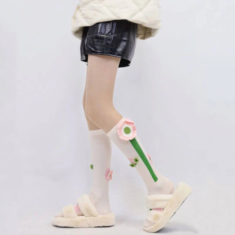 Delicate Tulip Flowers Stockings