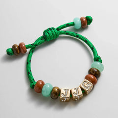Custom Block Letter Semi-Precious Paracord Bracelet - Green