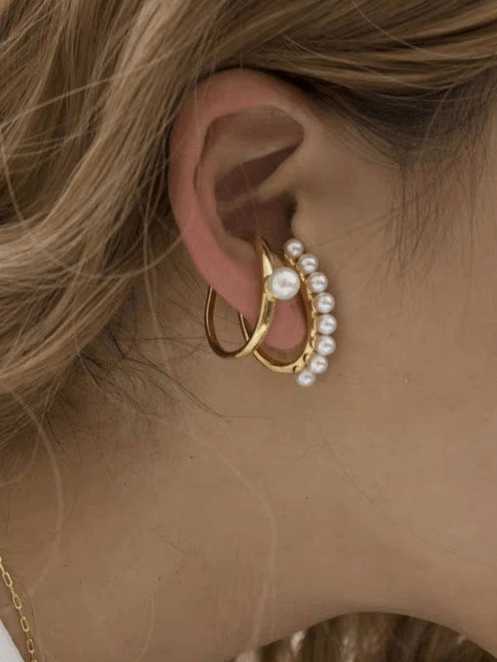 2Pcs Pearl Decor Cuff Earring