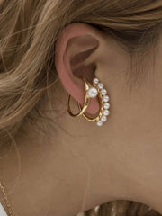 2Pcs Pearl Decor Cuff Earring