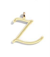 Custom Butter Yellow Enamel Script Letter Charm - Z