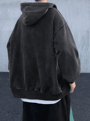 Men'S Vintage Wash Black Zip-Up Hoodie