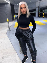 Casual Solid Pu Pants