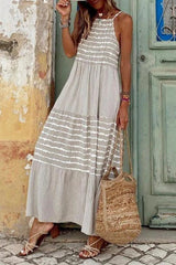 Casual Print Spaghetti Strap Cake Skirt Dresses