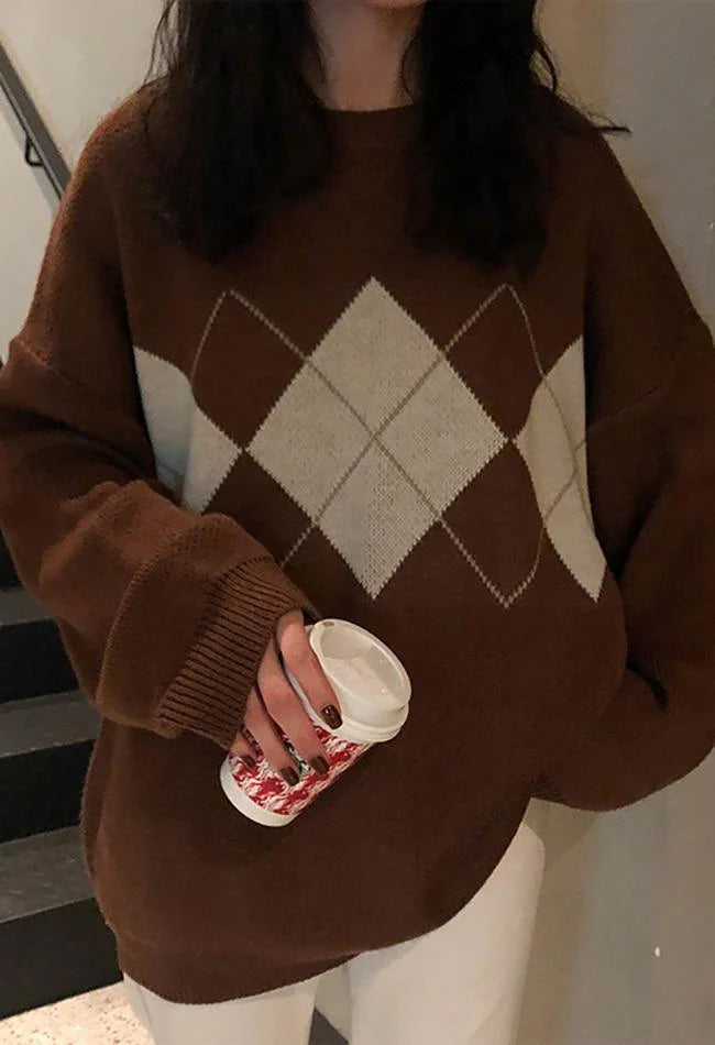 Vintage Argyle Pullover Sweater